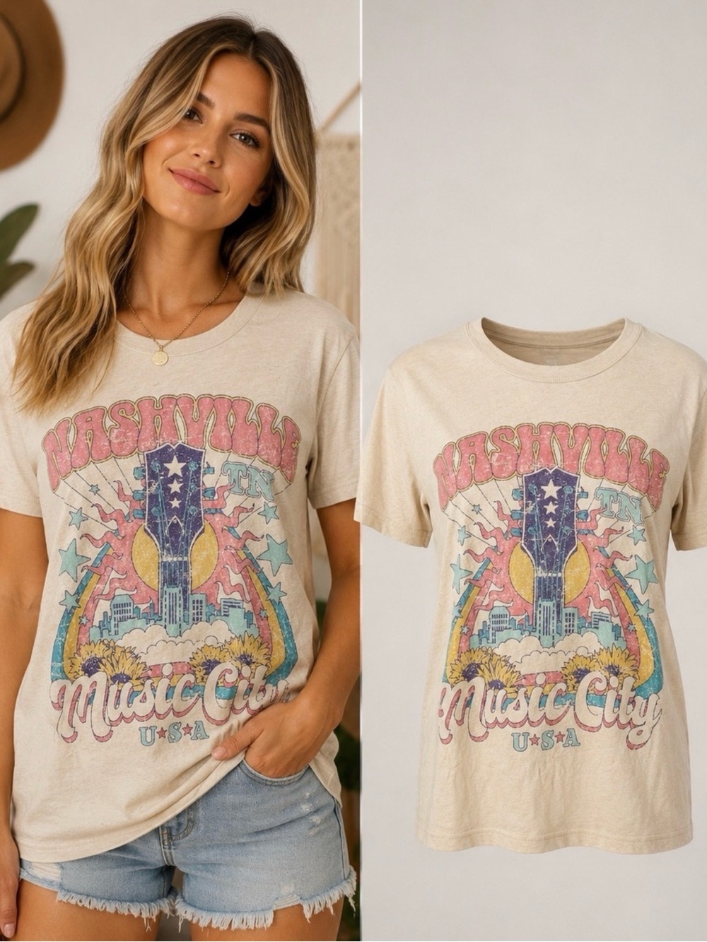 Zoe + Liv Nashville Music City Lightweight Graphic Tee